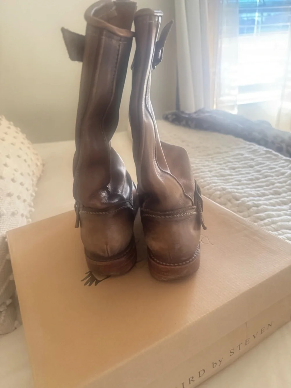 Freebird by Steven CROSBY MOTO BIKER BOOTS NIB Gray Brown - Picture 8 of 11